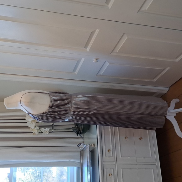 NWOT Banana Republic Womens Silver Metallic Pleated Midi Dress‎ Sz. 6 - Picture 3 of 8